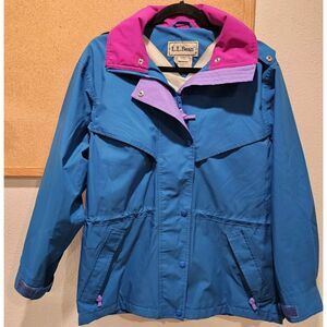LL Bean Womens Vintage Goretex‎ Jacket Blue Windproof Waterproof Sz. Small